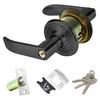 Kenrui Hardware Door Knob, Lever, with Lock, for Toilets, Bedrooms, Entryways, and Bathrooms, 303ET Black
