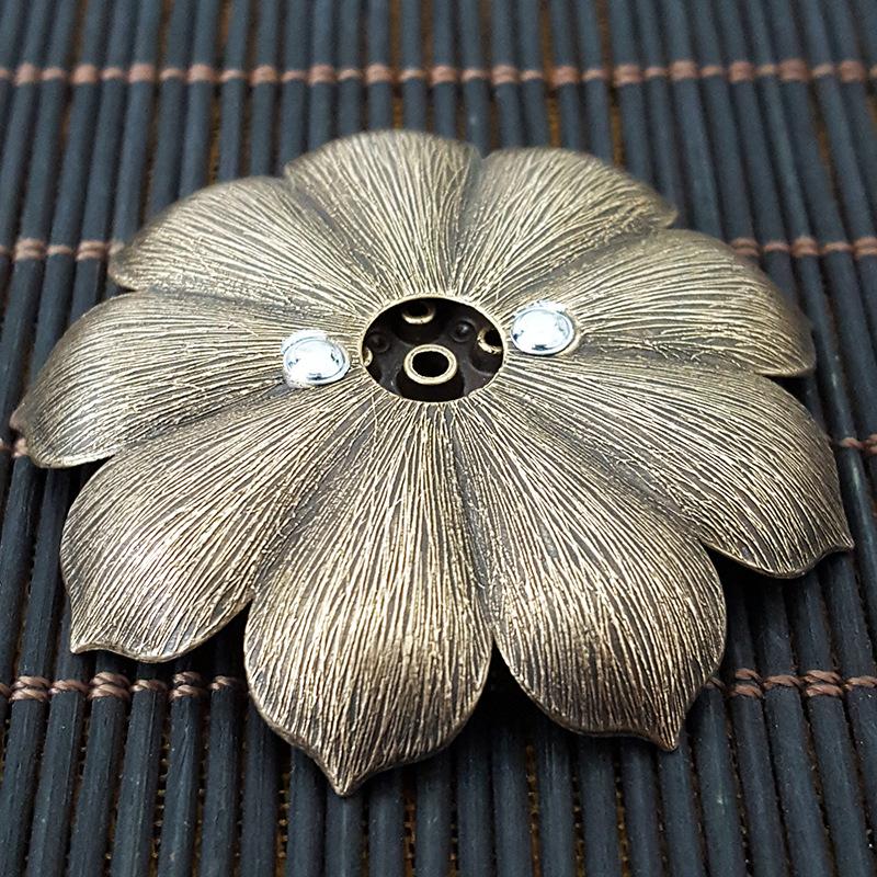 1pc Portable Alloy Incense Stick Holder with Lotus Design, Zen Meditation Incense Burner for Home Decor (Without Incense)