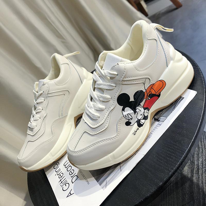 Women's Casual Sports Shoes Autumn New Round Head Splicing Front Lacing Anti-slip Wear-resistant Low-top Shoes