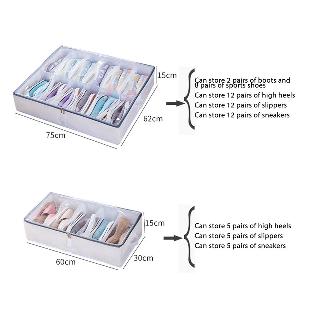 Under Bed Shoe Organizer Dustproof Design Space Saving Fits For Men's & Women's Shoes