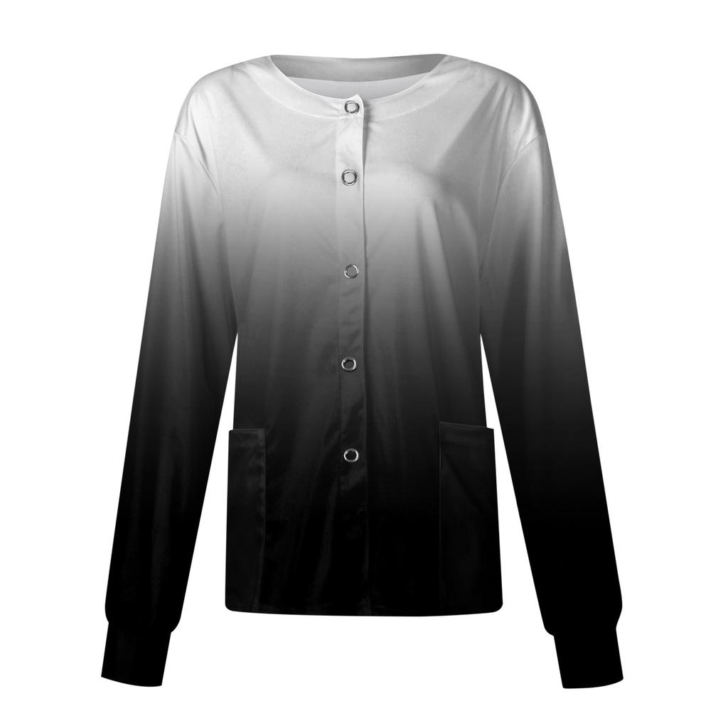 Dámská kapsa s dlouhým rukávem Pracovní stojáček Gradient Jednořadá ochranná kombinéza Cardigan Bunda Top