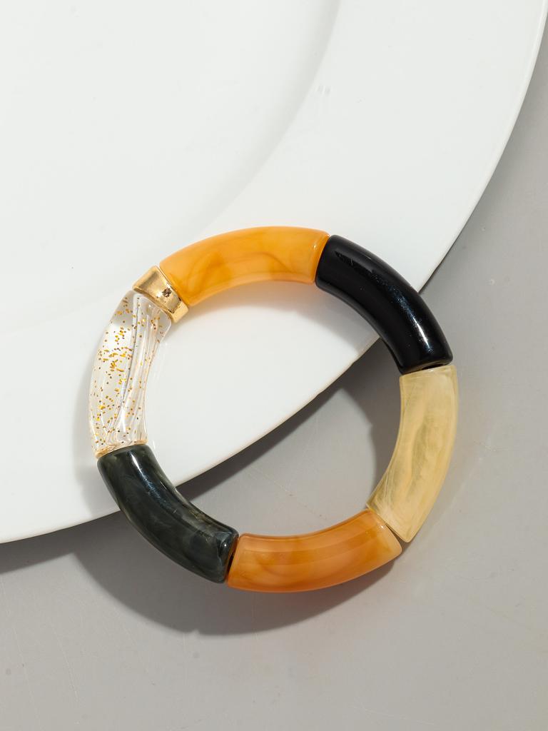 Bohomia Acryl-Design-Stil, klobiges, stapelbares Bambus-Armband für Frauen, Boho, elastisch, bunte Röhrenperlen-Armbänder, 2024 Schmuck