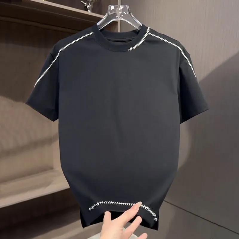 Women Contrast Stitch Crew Neck Split Hem Short Sleeve Casual T-shirt