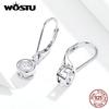 WOSTU New Fashion 100% 925 Silver Exquisite Round Zircon Drop Earrings For Women Wedding Earrings Luxury Jewelry CQE747