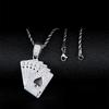 Full Diamond Drip Glaze Tong Hua Shun Playing Card Pendant Necklace - Hip Hop Jewelry