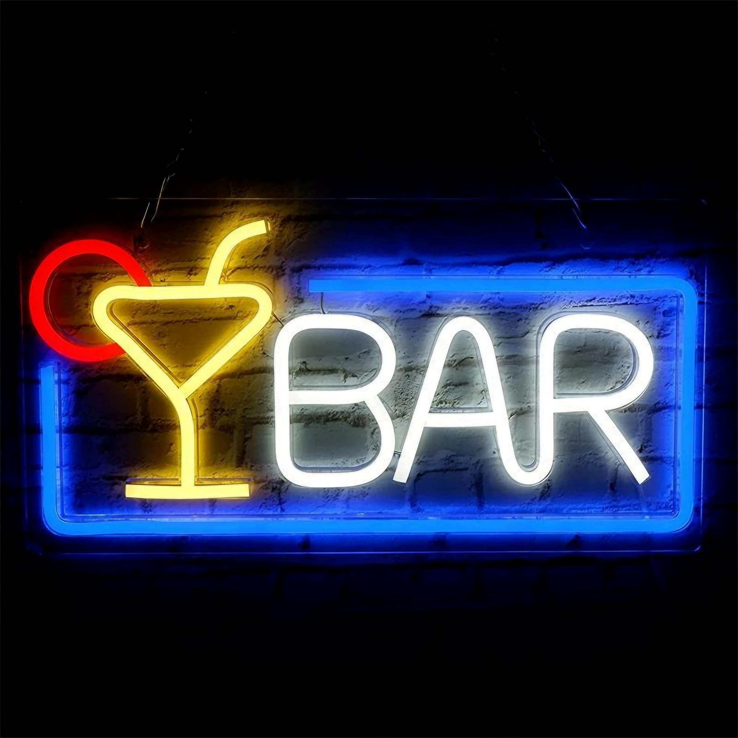 

East Leaf Bar Neon Sign, BAR Neon Light, Wall-Mounted, LED, USB Powered, for Home Bars, Interior Decor, Commercial Use (Blue)