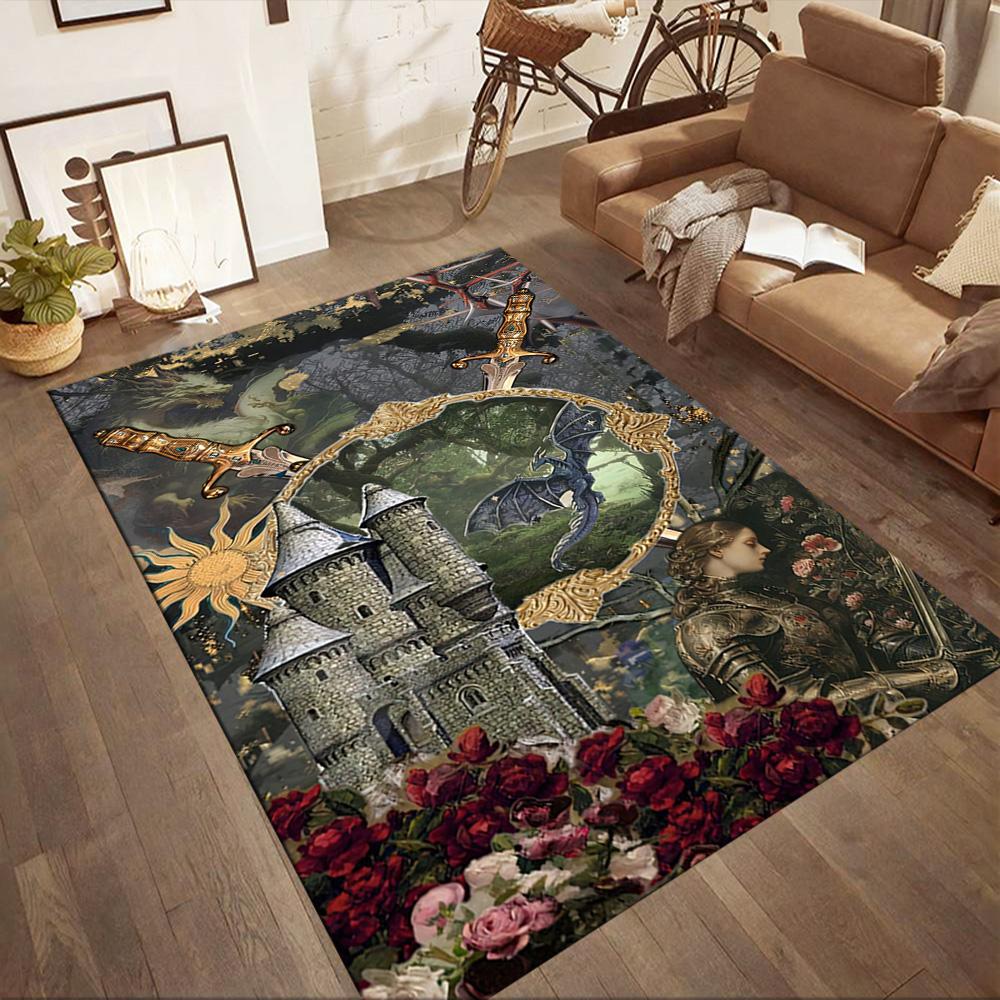 Gothic Style Area Rug Suitable for Decorate Room Balcony Foyer Entryway Anti-slip Rug Decorate Offices Gift for Festivals