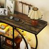 Console Furniture With LED Lighting 100 Cm Table Console With 4 Levels And Open Shelves Rustic Brown And Black