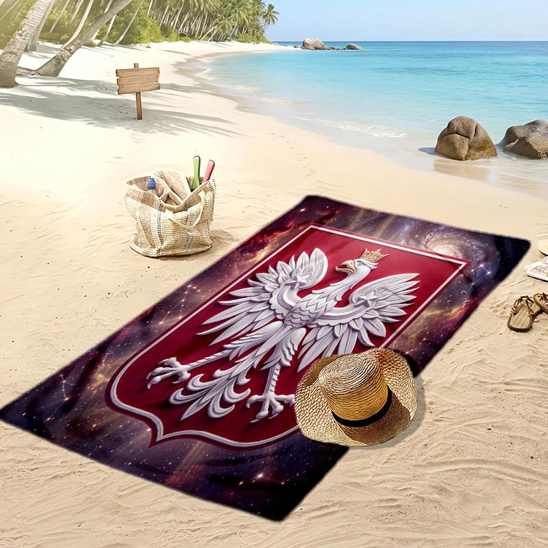 Asciugamano da Spiaggia con Stampa Calcio Polonia Asciugatura Rapida Super Assorbente Morbido Asciugamano da Bagno per Nuoto Spiaggia Viaggio Souvenir Regalo