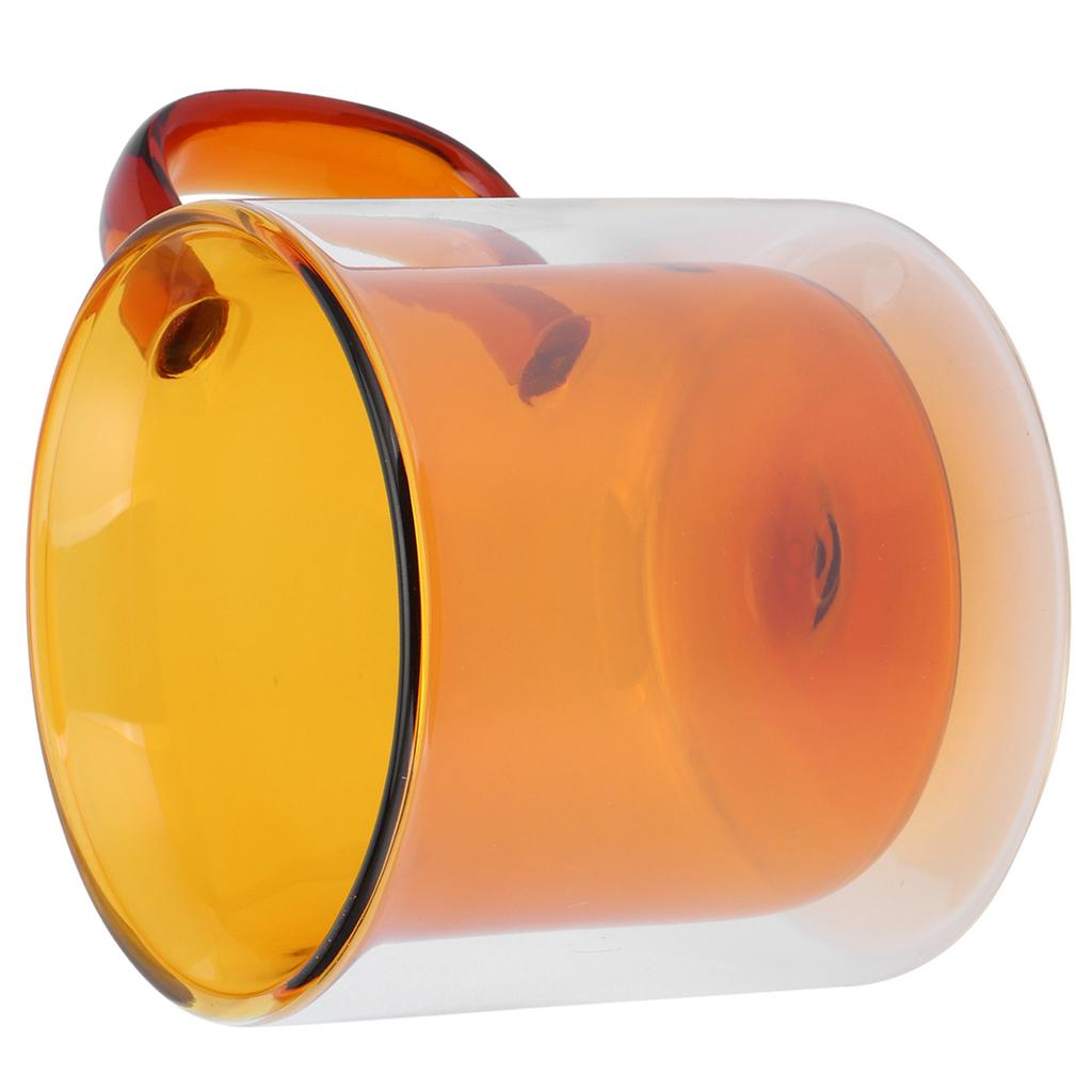 250ml DoubleLayer Mug HeatResistant Cylindrical Transparent Cup for Milk Coffee Home(Yellow )