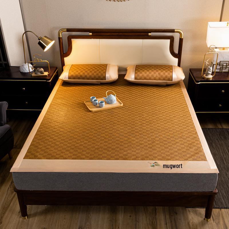 

Natural Mugwort Mosquito Repellent Double-Sided Cool Mat - Ice Silk & Rattan, Foldable for Home or Dorm Use. 0.9m Single-Sided 2-Piece