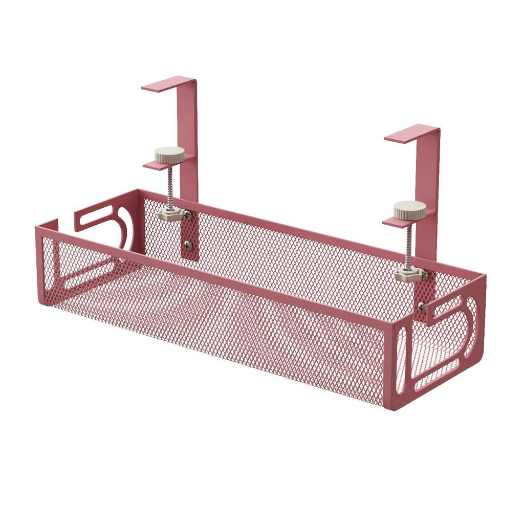 Punch-Free Retractable Under-Desk Cable Management Shelf and Storage Rack