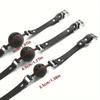 3Sizes Available Hollow Breathable Silicone Plug Mouth Bondage Faux Leather Adjustable Plastic Ball Adult Flirting Roleplay Game