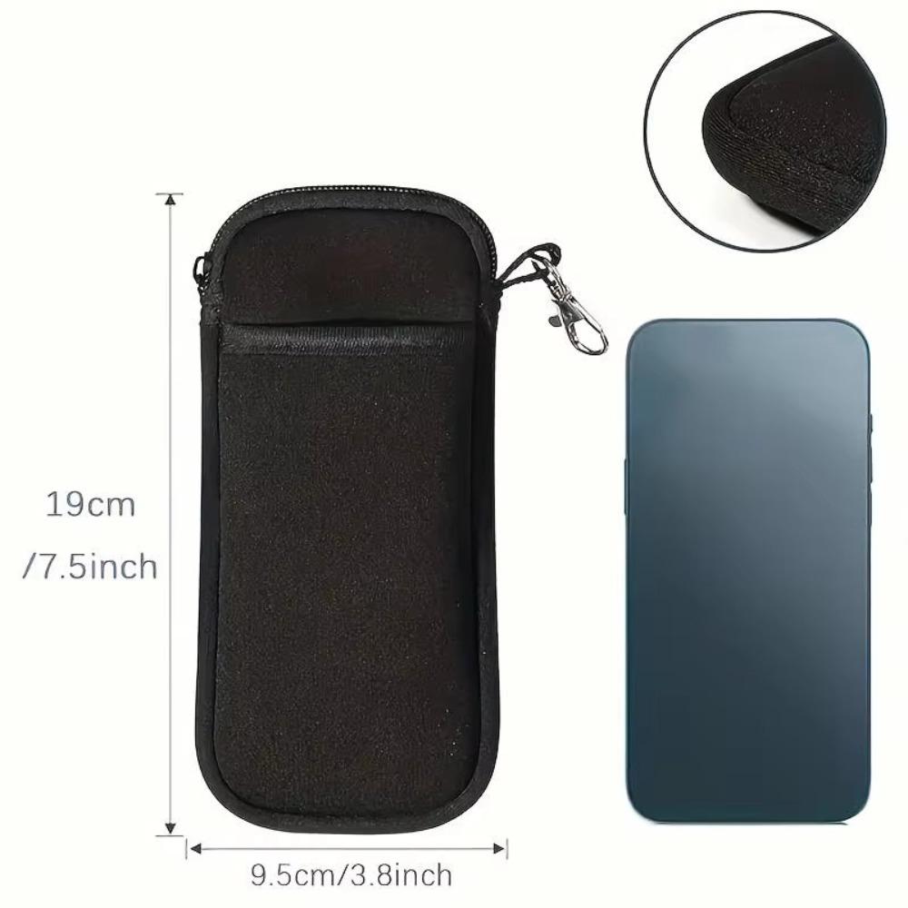 Soft Portable Glasses Case with Carabiner Multi functional Zipper Eyeglass Pouch Durable Double Pocket Phone Shell Bag