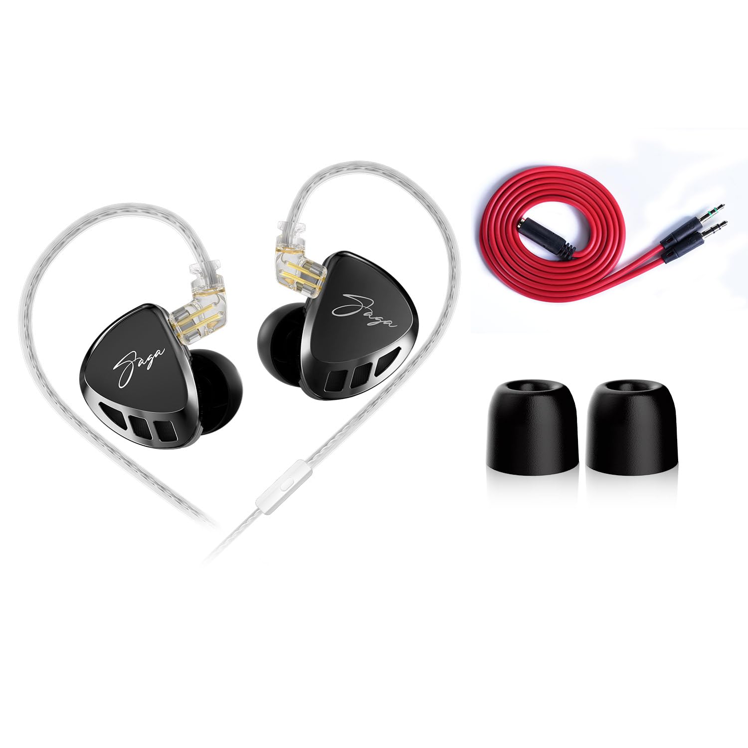 

KZA COUSTICS Saga Gaming Headphones Low Frequency Version Professional Gaming Monitoring Headphones HD Microphone Earphone Cable In-Ear Silver-Plated чорний
