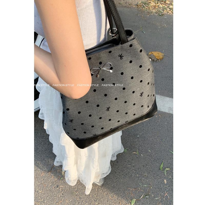 College-style Casual Large-capacity Ladies' Bag, Round Dot Printed Bucket Bag, Fashionable Backpack