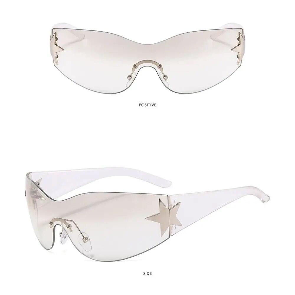 Lunettes de soleil sans monture Y2K pour femmes et hommes, tendance des années 2000, enveloppantes, Punk, une pièce, surdimensionnées, à la mode