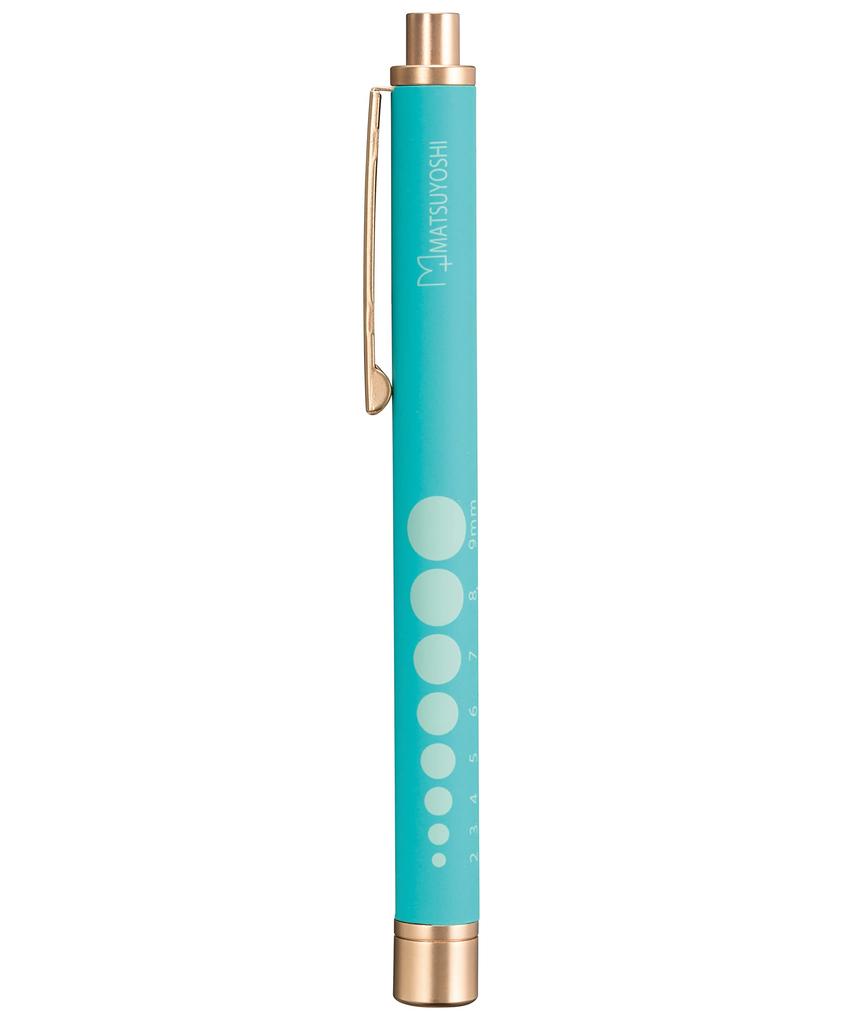 Matsuyoshi Mint Light Portable Rubber-Style Penlight, Green, Blue, Blue, Blue, Gold, Knock-Style Penlight, Clip-On, Pocket-Length, Rubber, LED,