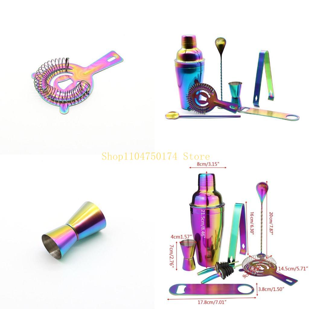 8pcs Colorful Stainless Steel Cocktail Wine Shaker Set Bartender Cocktail top sale China Mainland
