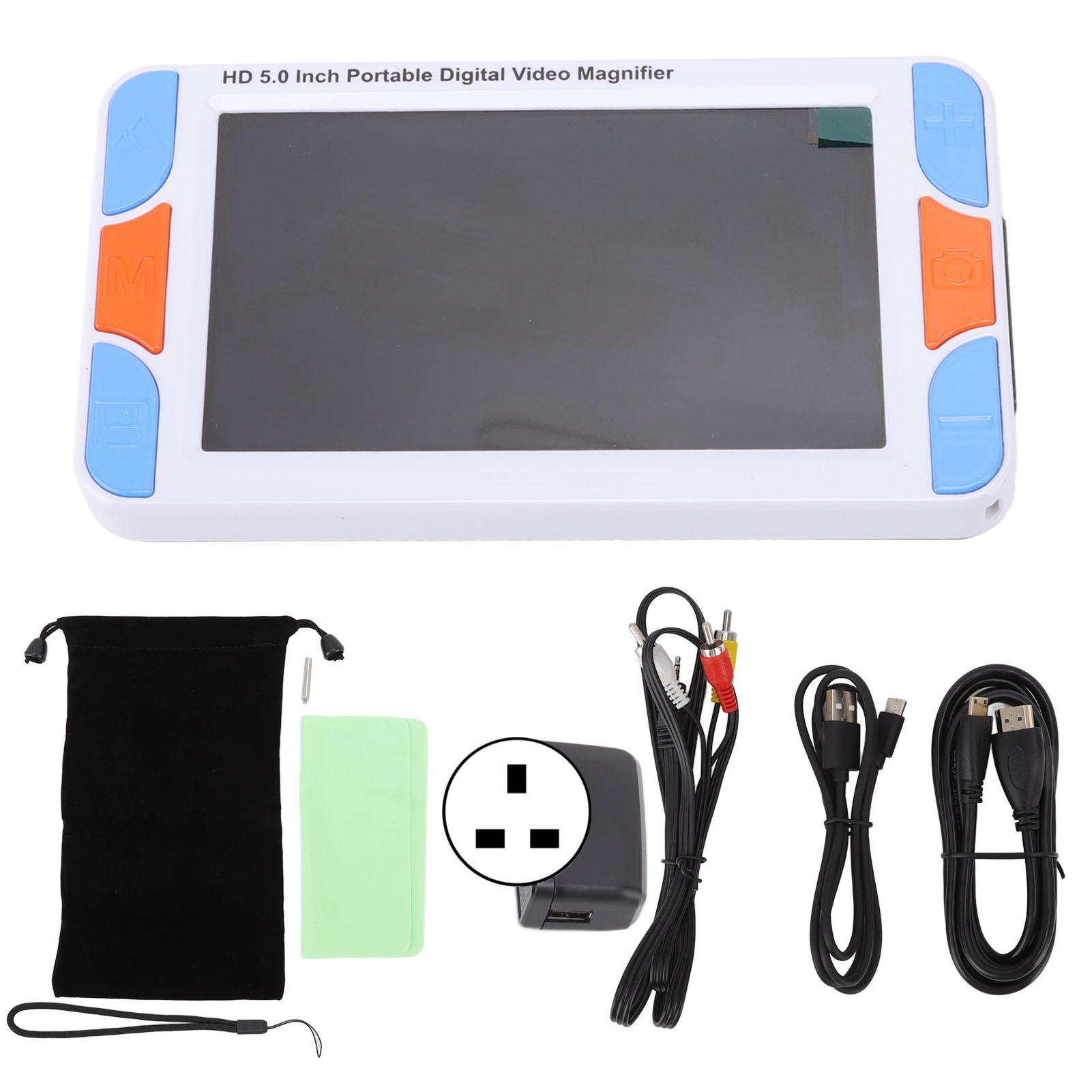 

Portable Digital Magnifier 5in Color LCD 800x480 3X to 48X Dual Camera Screen Lock Electronic EU Plug