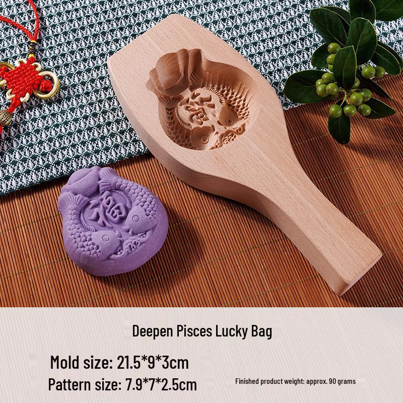 Wooden Mooncake & Pastry Mold - Solid Wood Baking Tool for Biscuits, Qingtuan, Mung Bean Cake, and Pasta.