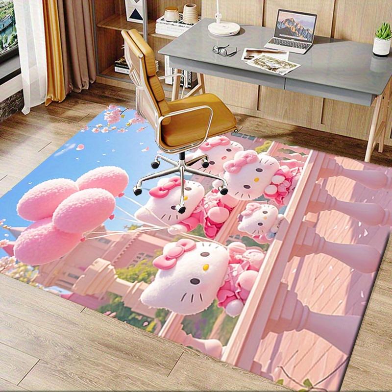 Office Rug Hello Kitty, Balloons Anti-Slip Rug, Machine Washable for Living Room, Bedroom, Office, Multiple Sizes, Bedroom Mat, Decorative Mat, Durabl