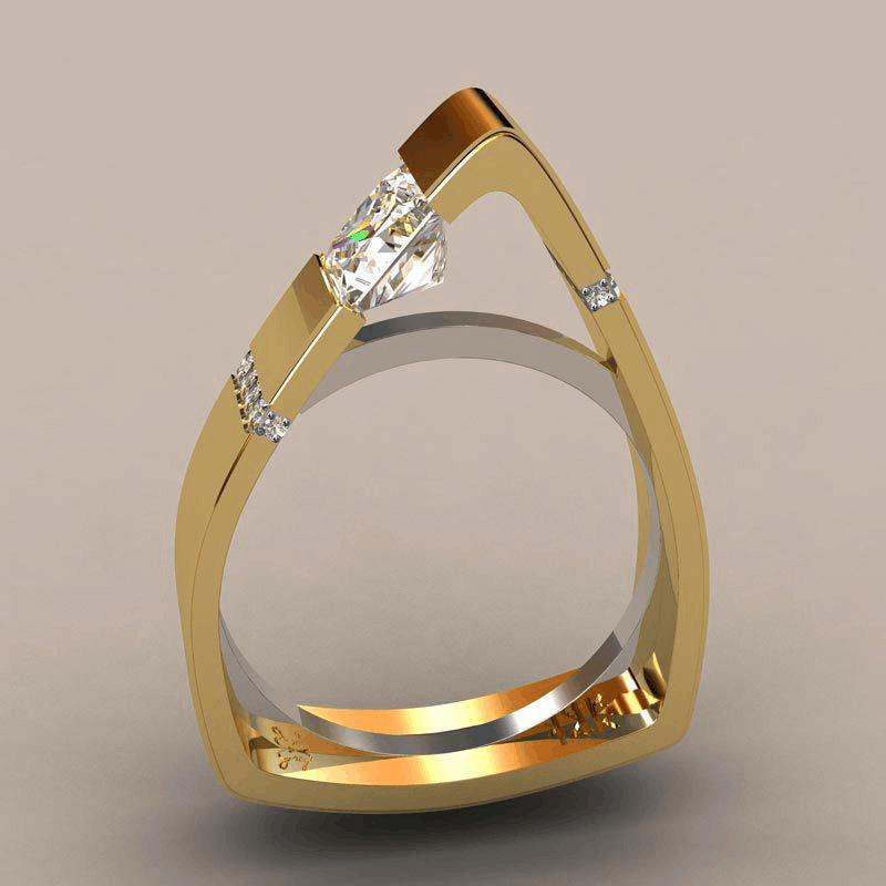 

Retro Female Zircon Stone-like Ring Unique Style Crystal Gold Color Wedding Ring Promise Engagement Party Rings For Ladies 6