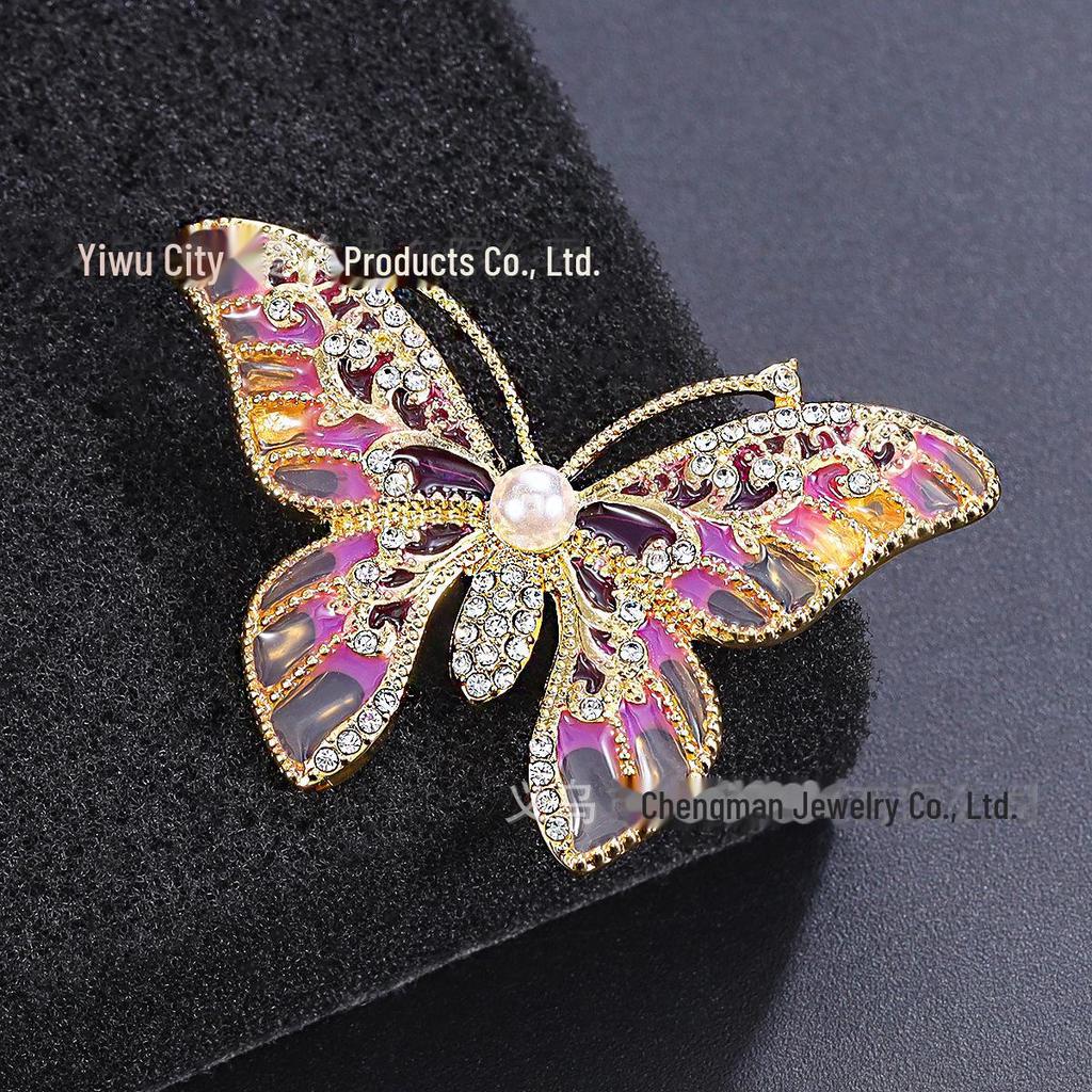 Elegant Enamel Butterfly Brooch: Versatile Accessory for Suits, Coats, Corsages, & Cheongsams.