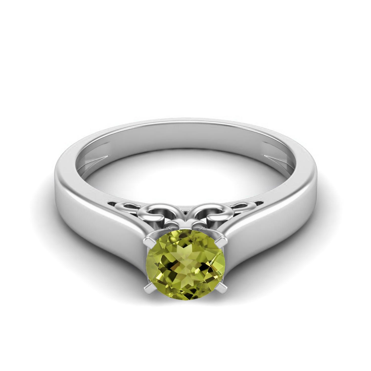

0.70 Ctw Round Peridot 925 Sterling Silver Solitaire August Birthstone Women Promise Ring 8 білий