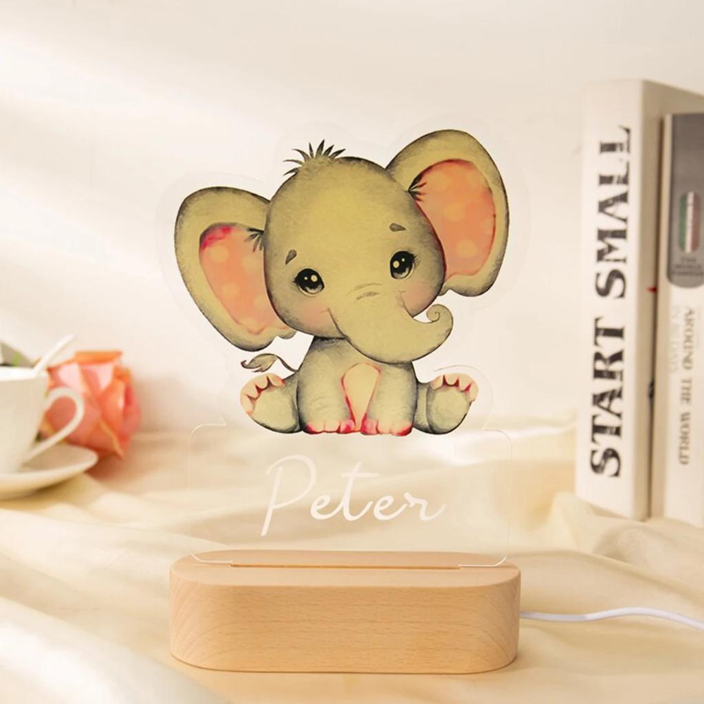 Personalized Animal Night Light - Custom Name Acrylic Lamp for Kids Bedroom Decor Baby Birthday Christmas Gift