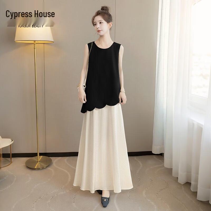 Элегантное женское платье-обманка с цветовыми блоками M