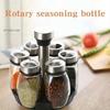 7pcs Spice Jar Set Rack Glass Organizer Rotating Glass Seasoning Sugar Pepper Bottles Salt Shakers Holder Kitchen Storage Rack