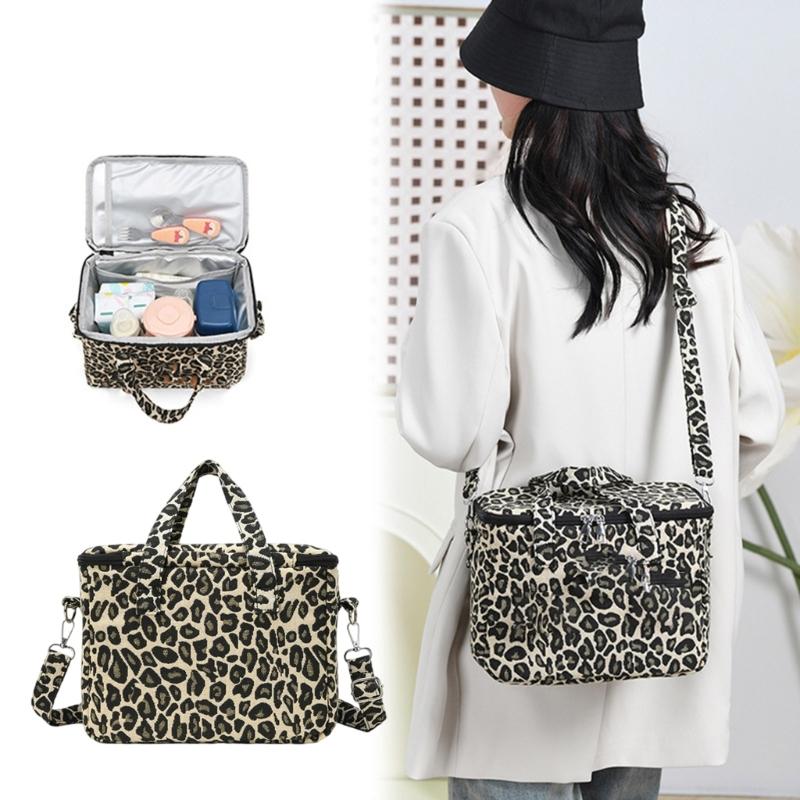 Multifunction Strollers Hangers with Secure Straps & Spacious Compartments Leopard Designs Storage Bag for Travel Parents