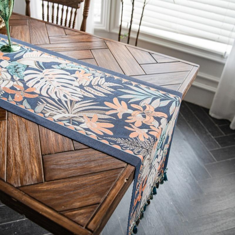 American Retro Jacquard Table Runner Dining Table Cloth Tea Table Cabinet Decorative Strip