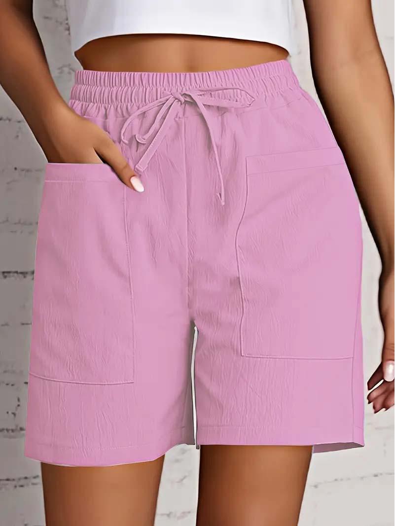 

Women s Casual High-Waist Solid Color Pocket Shorts Medium