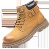 2025 Herbst/Winter Herren Gelbe Leder Martin Wander- & Arbeitsstiefel - Dicke Sohle Britischer Stil