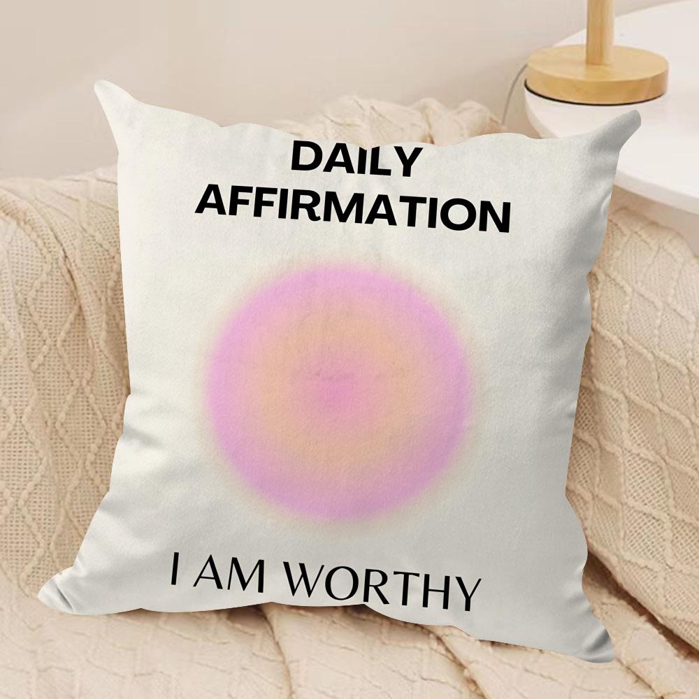 Daily Affirmations Cushion Cover Soft Plush Throw Pillow Cover  DoubleSided Printed Cushion Case  Cozy Sofa  Home Decor