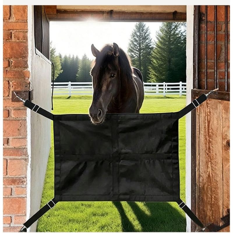 Adjustable Horse Stall Guard Barrier With Reinforced Fasteners For Safe Restriction And Ventilation Comfort 68x49cm