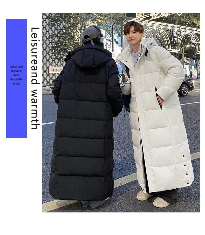 New Long Ankle-Length Winter Jacket - Unisex Loose Fit, Warm Korean Style for Men & Women.