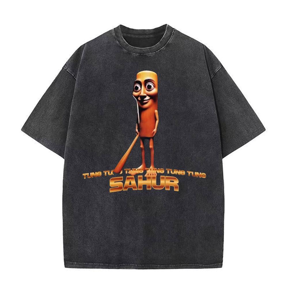 T-shirts Meme Chat Drôle de Survivant de la Circoncision pour Mode Unisexe Hip Hop Vintage T-shirt Vintage Lavé Pur Coton T-shirts Unisexes