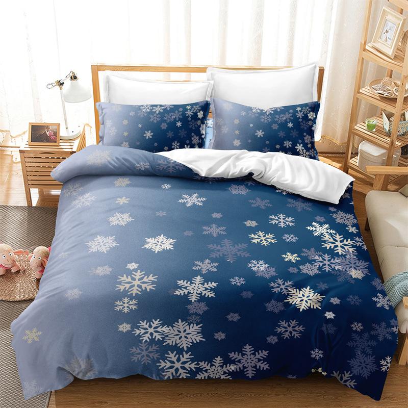 Christmas Duvet Cover Set Red Snowflake Pattern Bedding Set Bed Sheet Linens Pillowcase Bed Cover Bedding Set