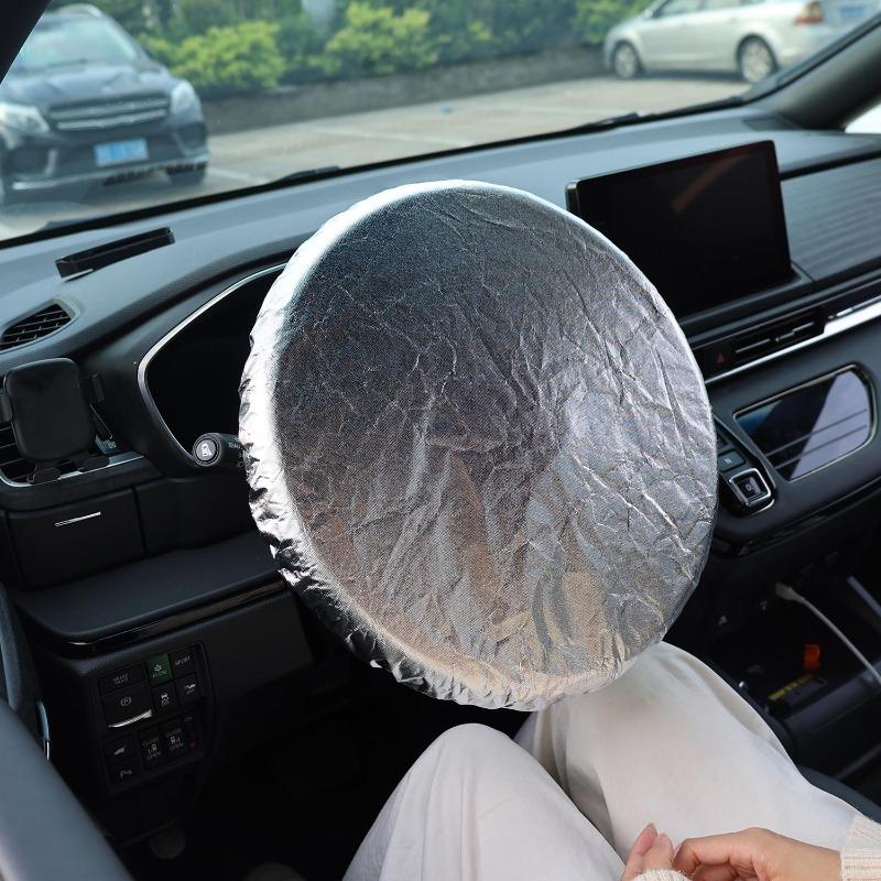 Car Steering Wheel Sun Block Silver Coated Cloth Sun Shade Cover Auto Steering Wheel Sheath Sunscreen Insulation Accessories