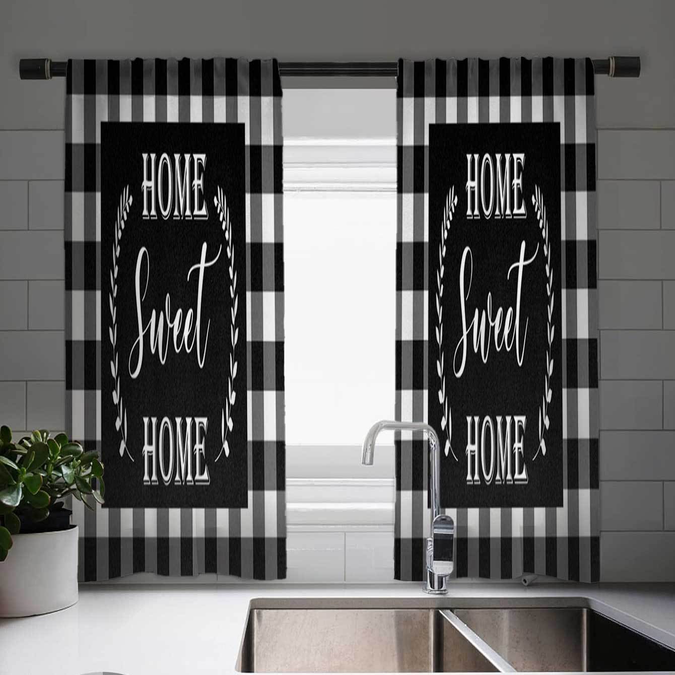 

2-панельные шторы с принтом «Кот Фортуны» Шторы для кухни с рыбками Кухонные жалюзи Оконные шторы 75% затемнения Кофейные шторы 100W130H(CM)40x51in&Grommet Top