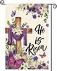 He is Risen Spring Garden ag 12 x 18 Inch Double Sided Purple Burlap oral Cross Buttery Holiday Yard Outdoor Decorativ