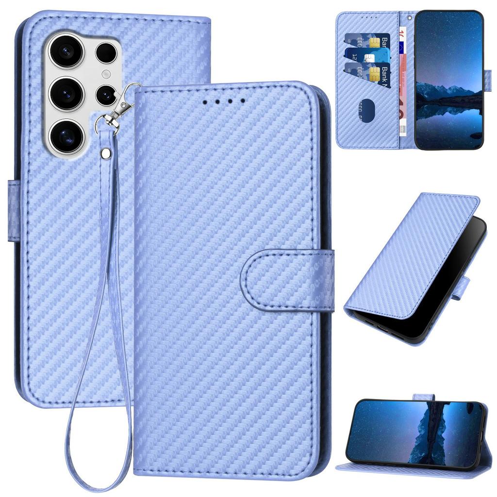 YX0070 For Samsung Galaxy S25 Ultra Wallet Case Carbon Fiber Texture Leather Cell Accessories Phone Cover