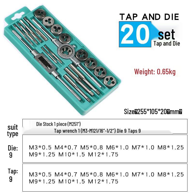 Metric Tap and Die Set with Hand Wrench