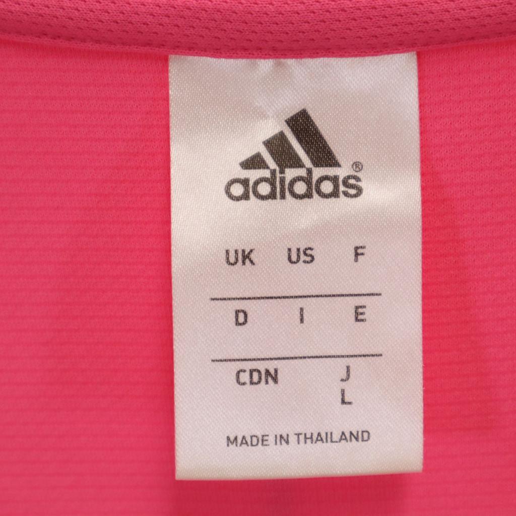 Adidas Dot Border Pattern Long Sleeve Zip Hoodie L Pink Women Used