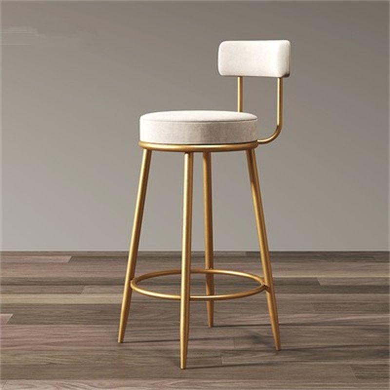 Nordic Bar Chairs Modern Iron Art High Stools Kitchen Backrest Bar Stools Cafe Velvet Chair Counter Work Stools Home Furniture