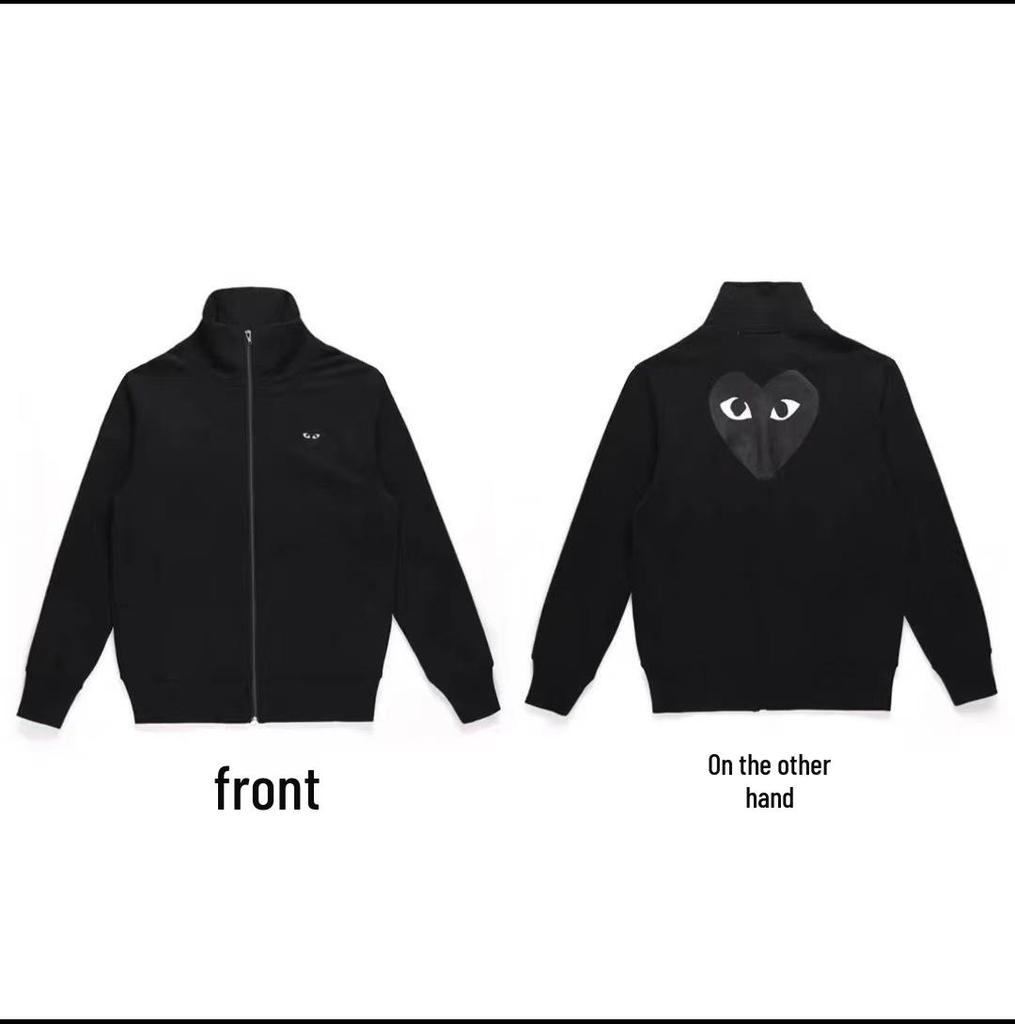 Chuan Jiu 2024 A/W Heart Hoodie: Unisex Stand Collar Zipper Pullover with Drawstring Hood