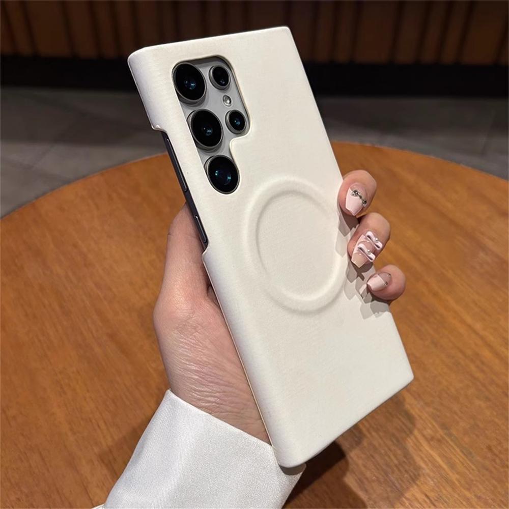 

Розкішна Шкіра Вівці для Чохла Magsafe Для Samsung S25 Ultra S24 Ultra S23 Ultra Бездротова Зарядка Шкіряний Ударостійкий Чохол For S23 Ultra білий